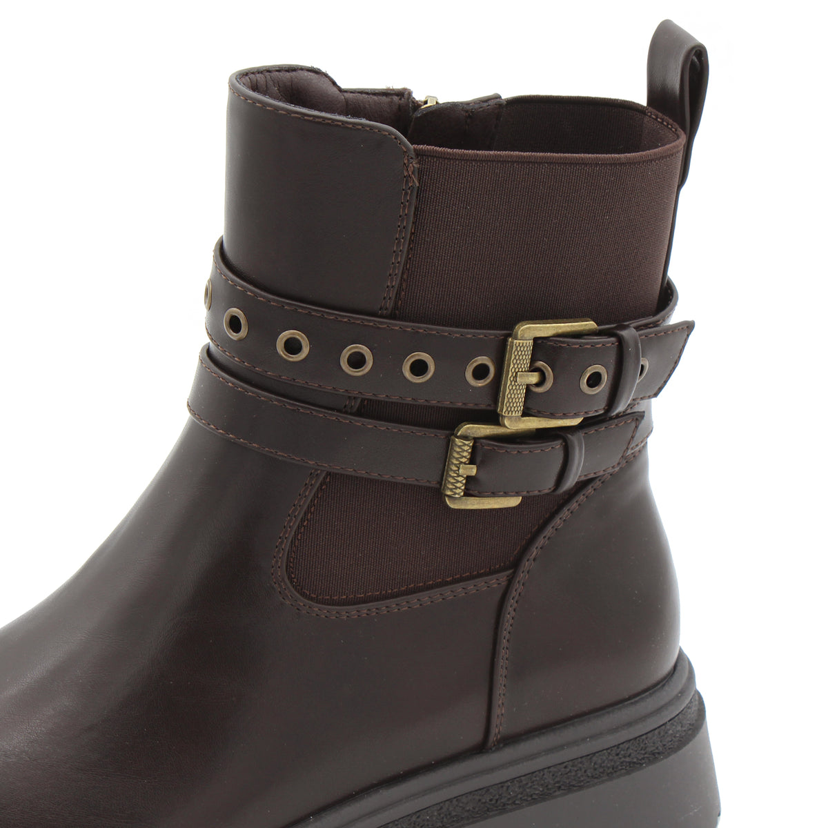 STIVALETTO CON FIBBIE MARRONE