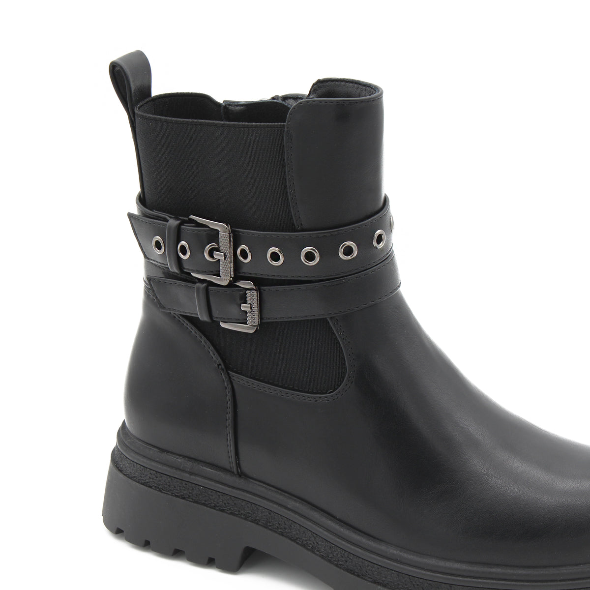 STIVALETTO CON FIBBIE NERO