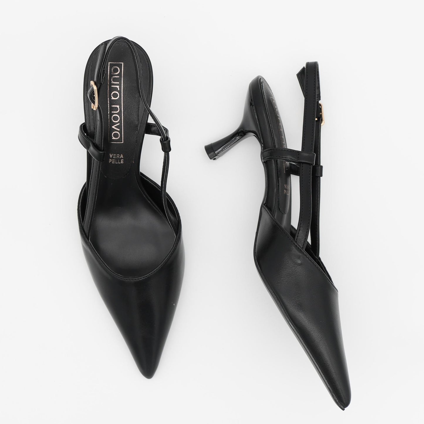SLINGBACK TACCO NERO