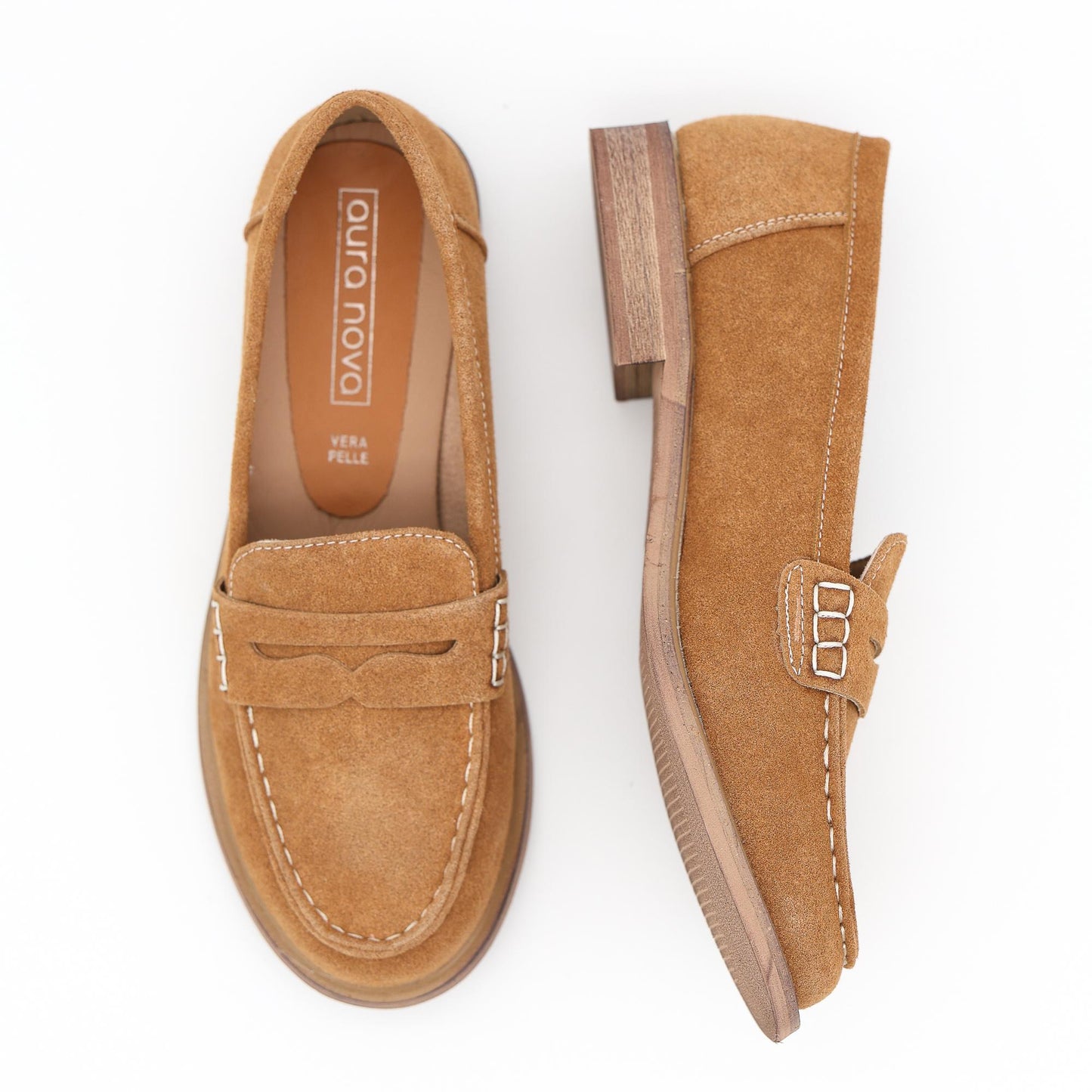 MOCASSINO CAMOSCIO PELLE CAMEL