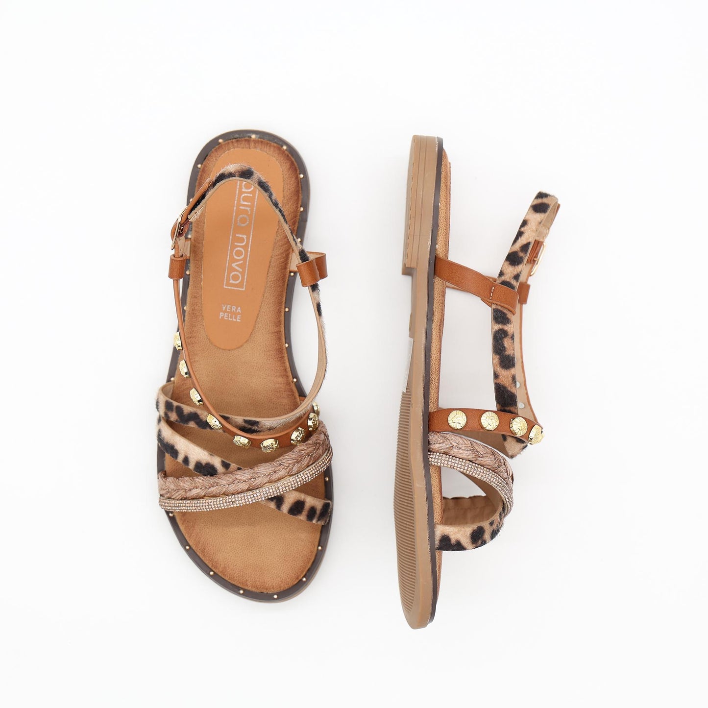 SANDALO FLAT ANIMALIER CAMEL