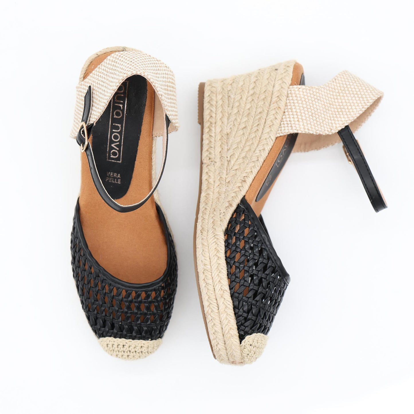 SANDALO CORDA ZEPPA CROCHET NERO