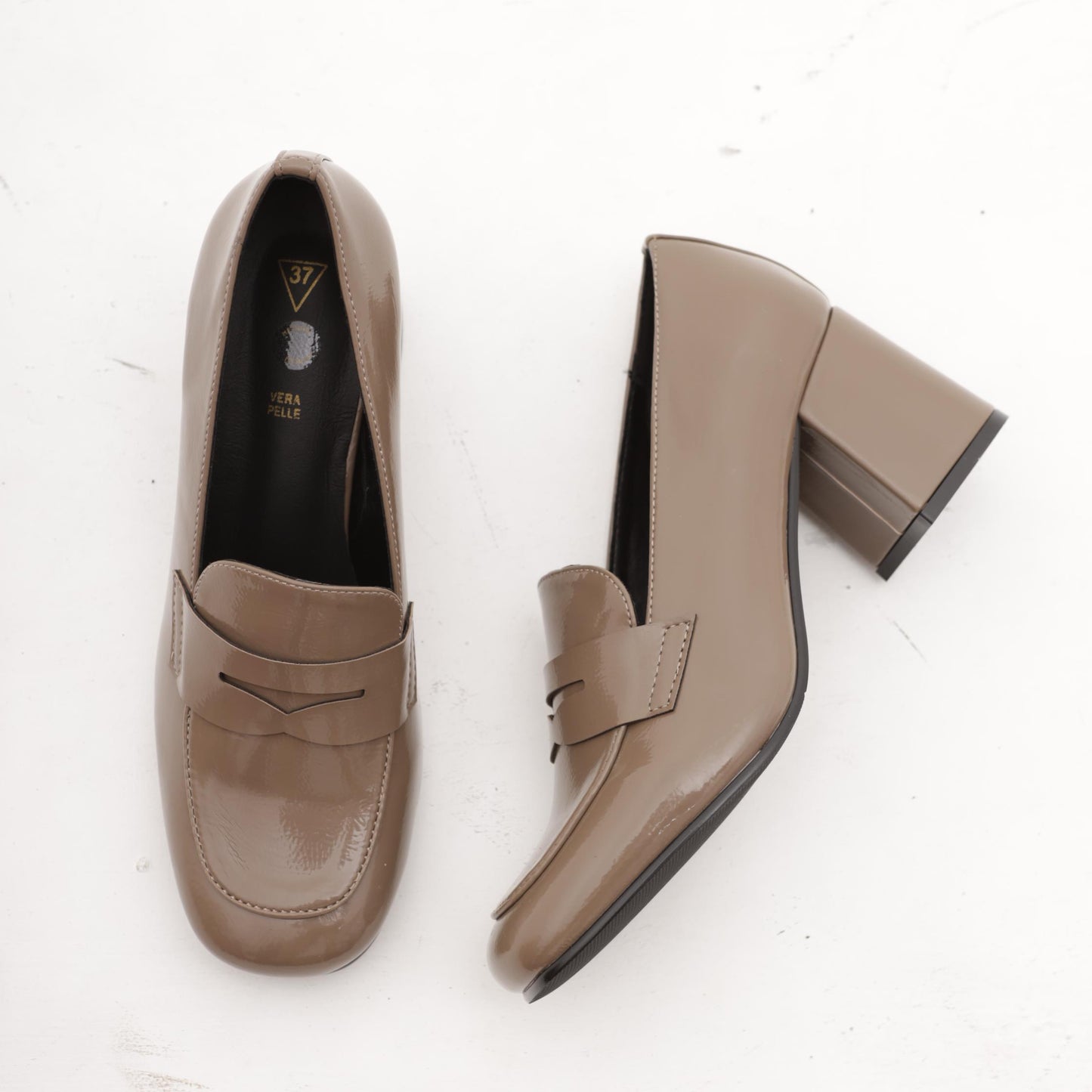 MOCASSINO TACCO LISCIO TAUPE