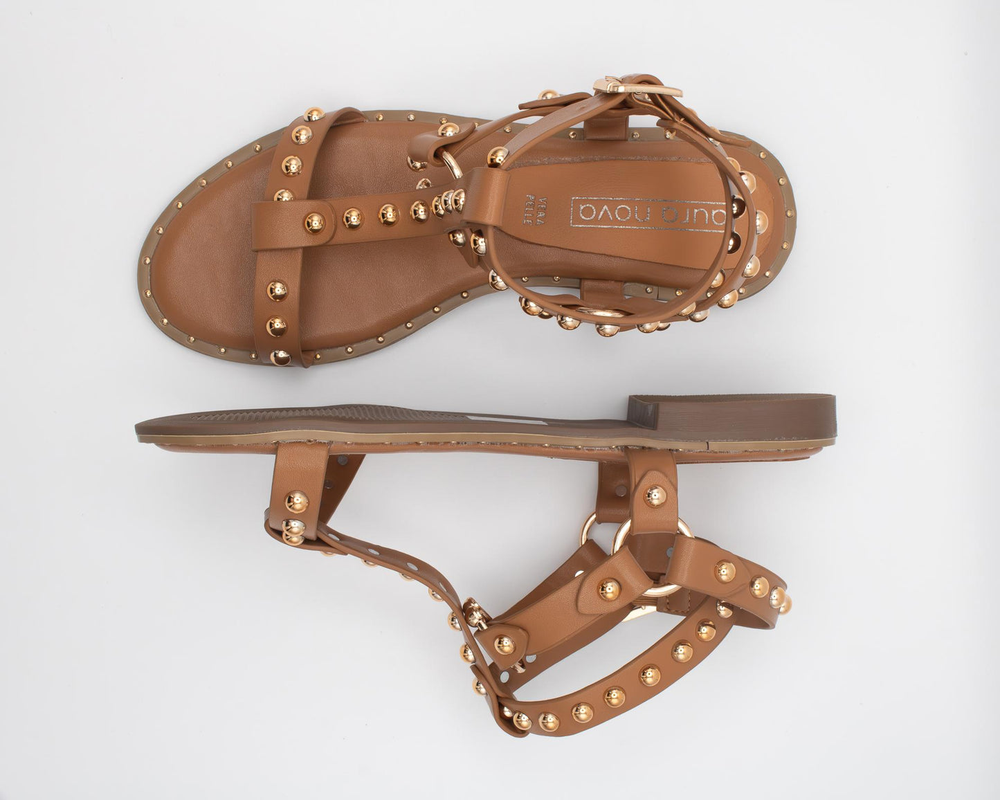 SANDALO FLAT BORCHIE CAMEL