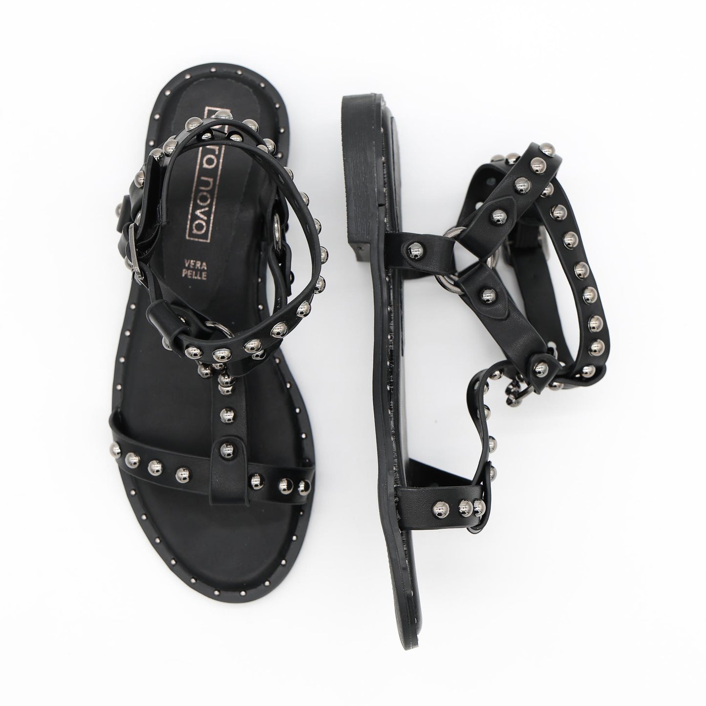 SANDALO FLAT BORCHIE ANELLO NERO