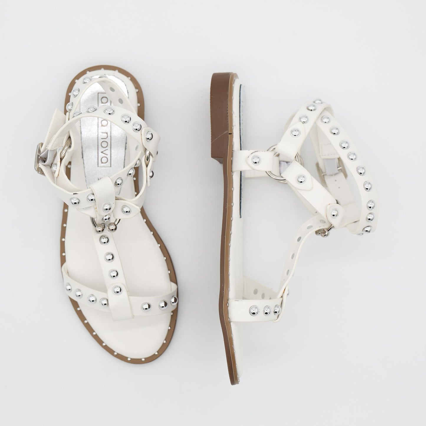 SANDALO FLAT BORCHIE ANELLO BIANCO