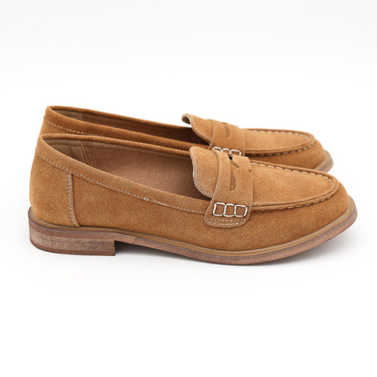 MOCASSINO CAMOSCIO PELLE CAMEL