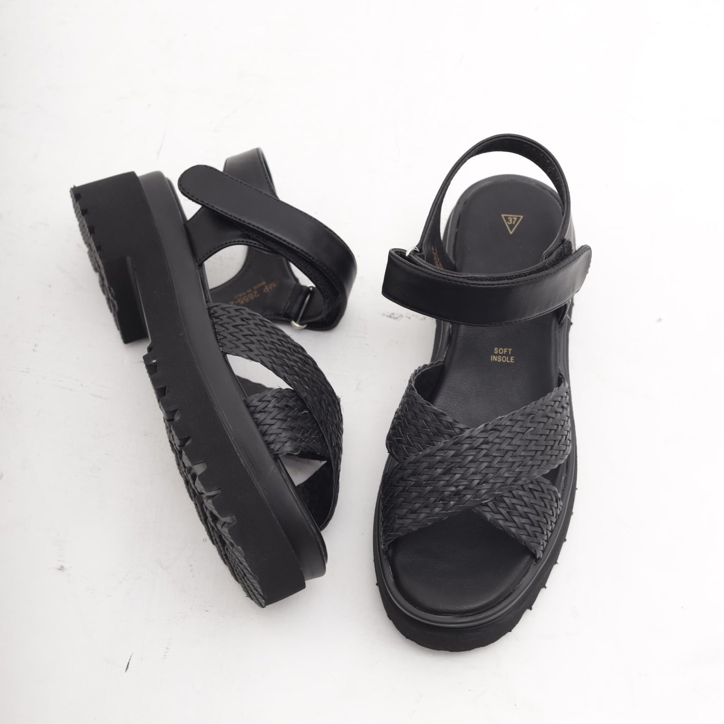 SANDALO FLATFORM INCROCIO NERO