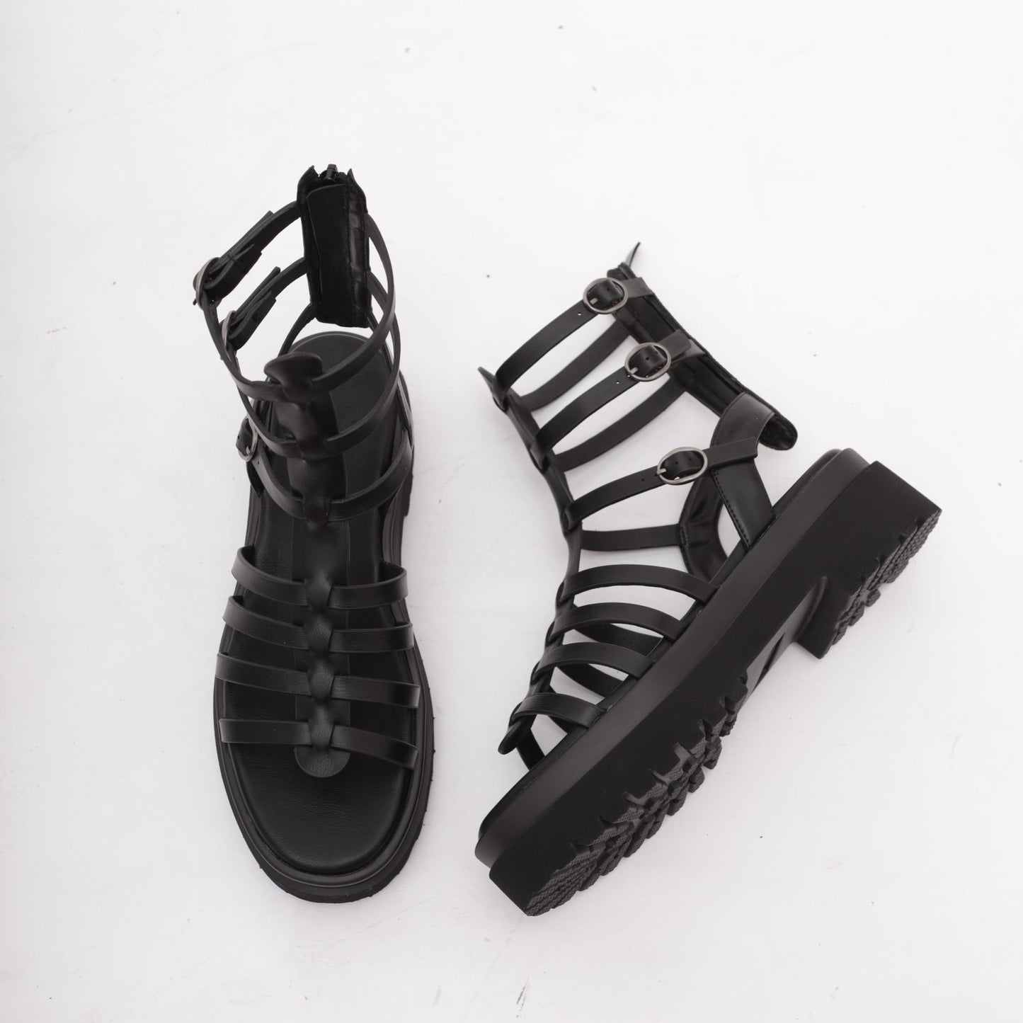 SANDALO FLATFORM GLADIATORE NERO