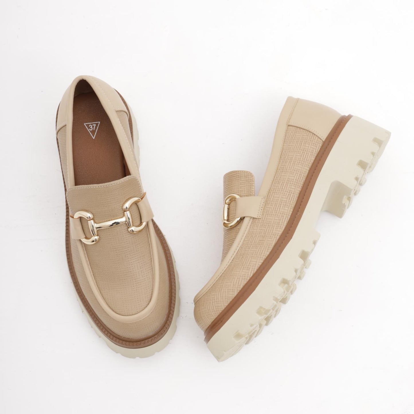MOCASSINO STAMPATO INTRECCIO BEIGE