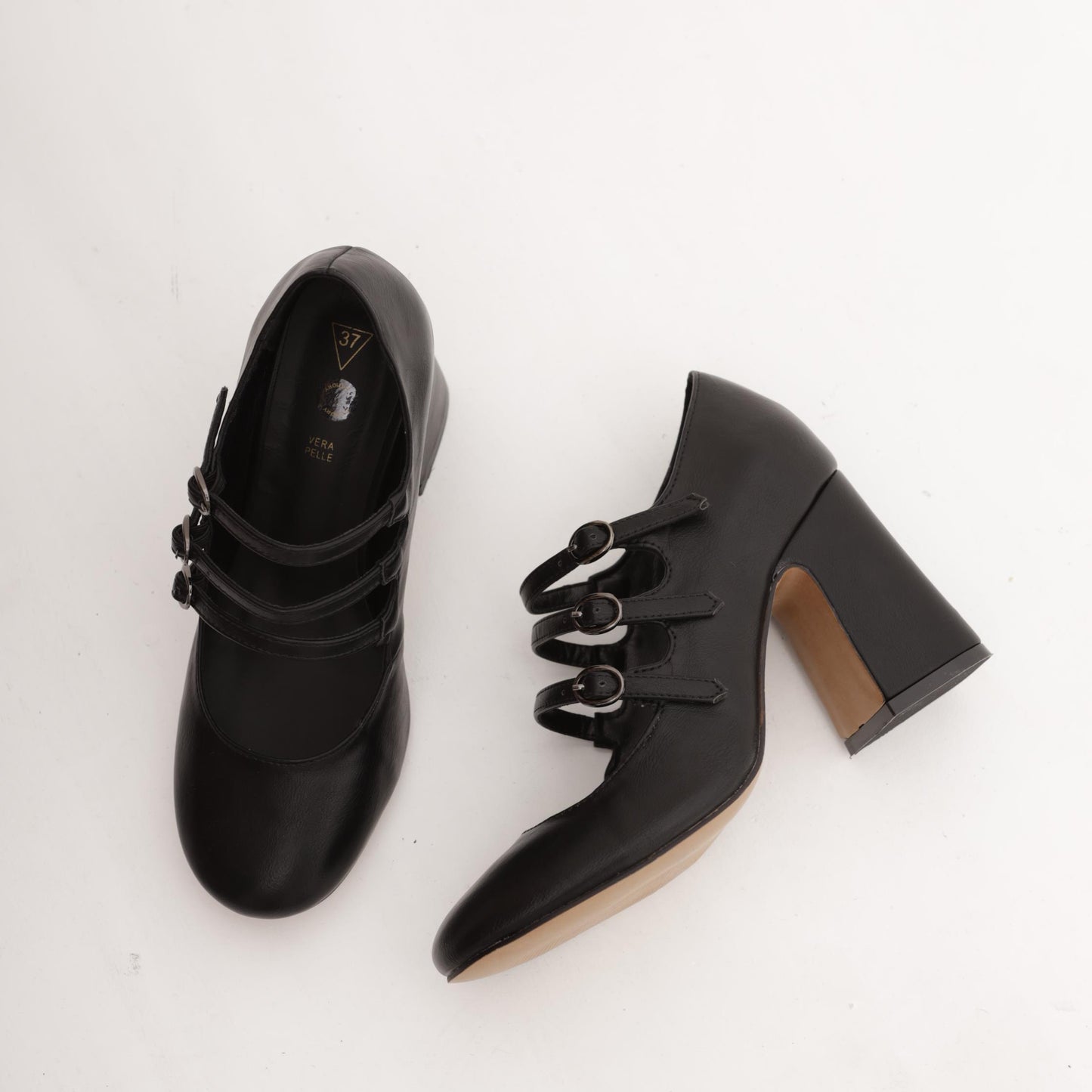 MARY JANE ALTA 3 CINTURINI NAPLACK NERO