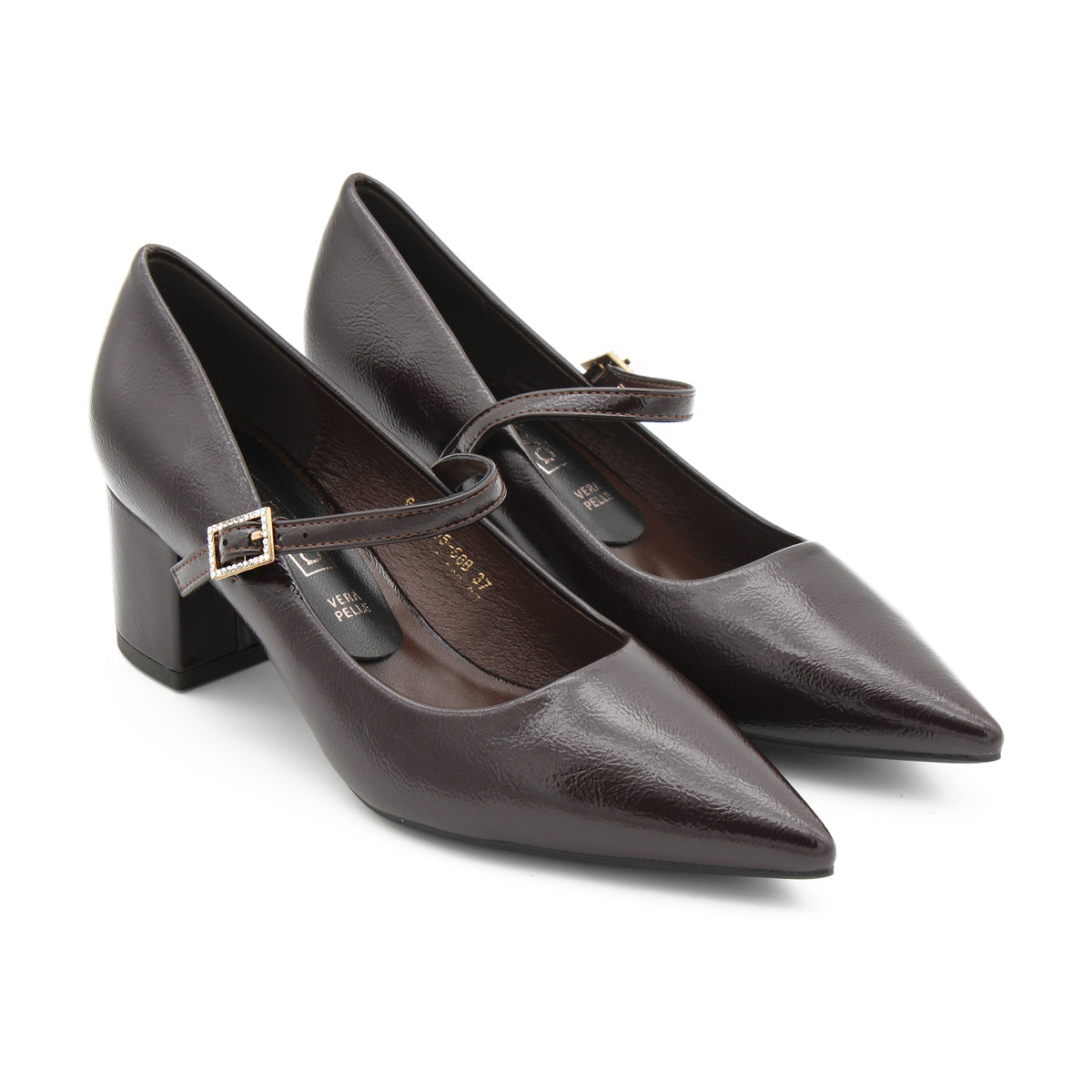 DECOLLETE CON FIBBIA GOIELLO MARRONE 
