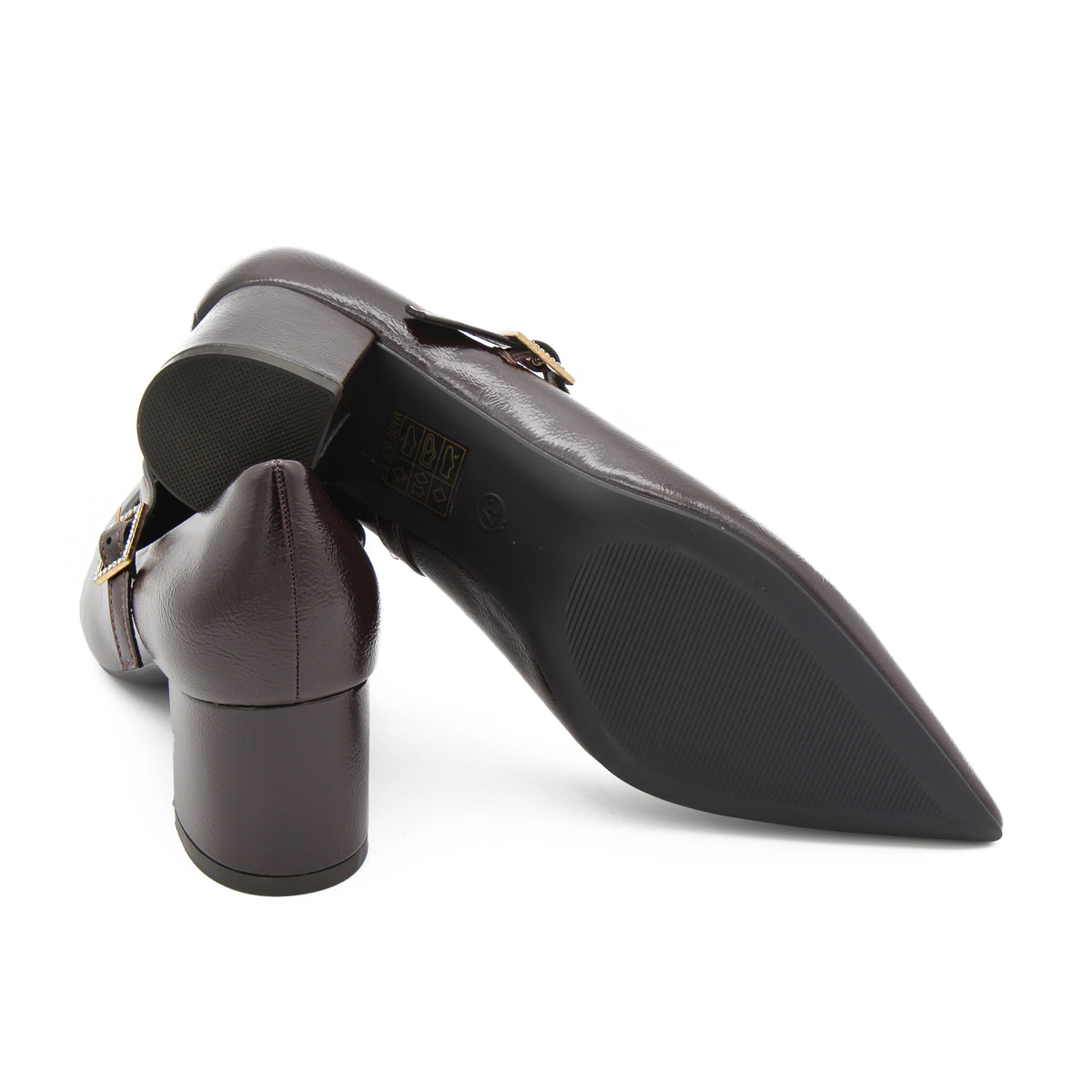 DECOLLETE CON FIBBIA GOIELLO MARRONE 