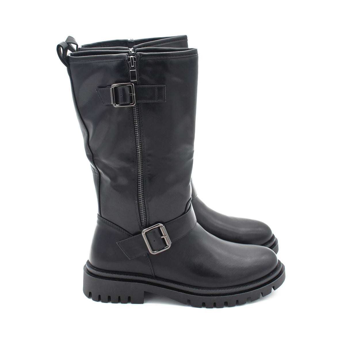 STIVALE BIKER CON FIBBIE NERO 