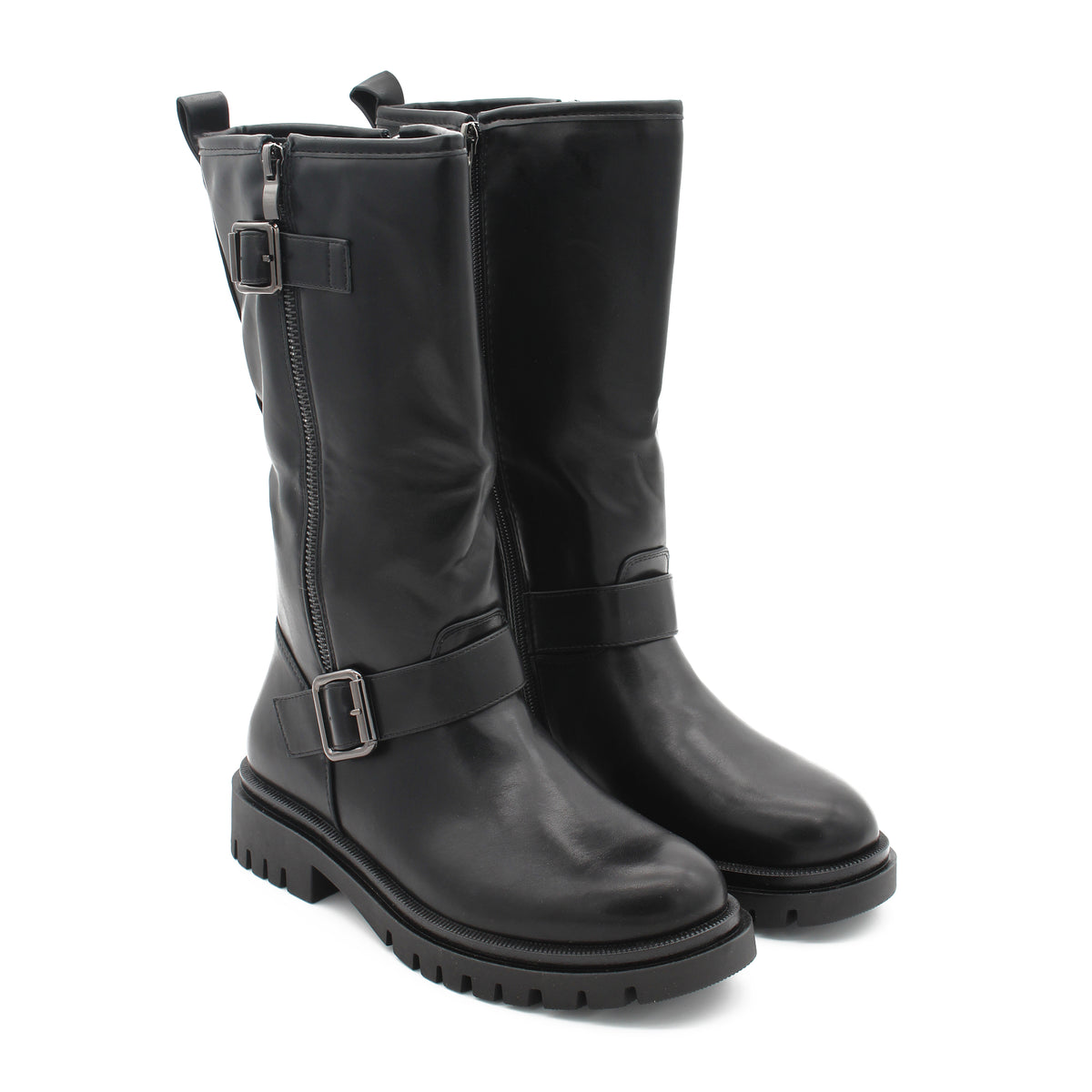 STIVALE BIKER CON FIBBIE NERO 