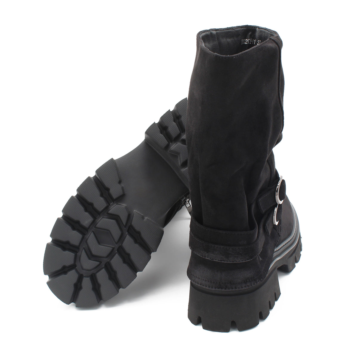 STIVALE CHUNKY CON FIBBIE NERO 