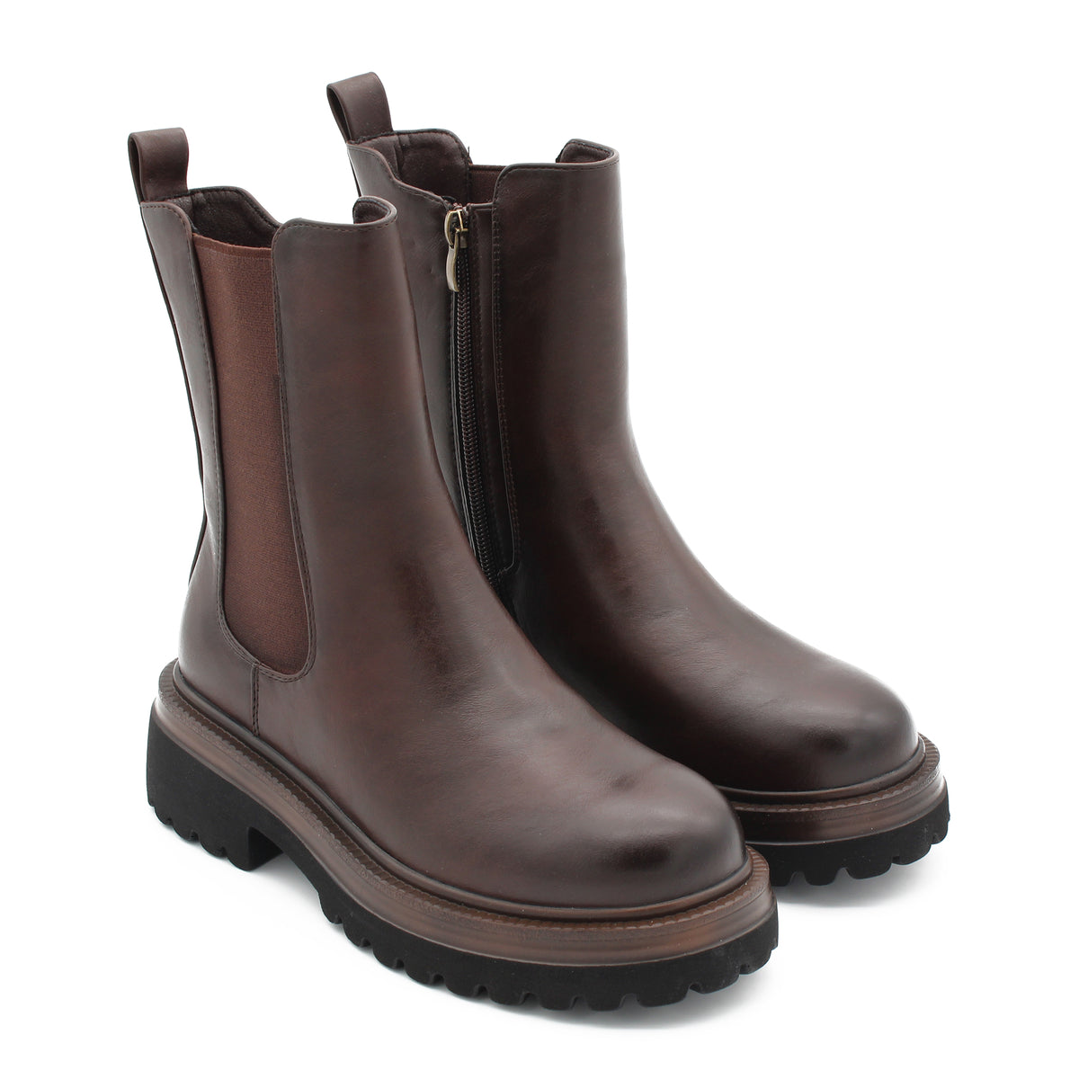 STIVALETTO PLATFORM CON ELASTICO MARRONE 