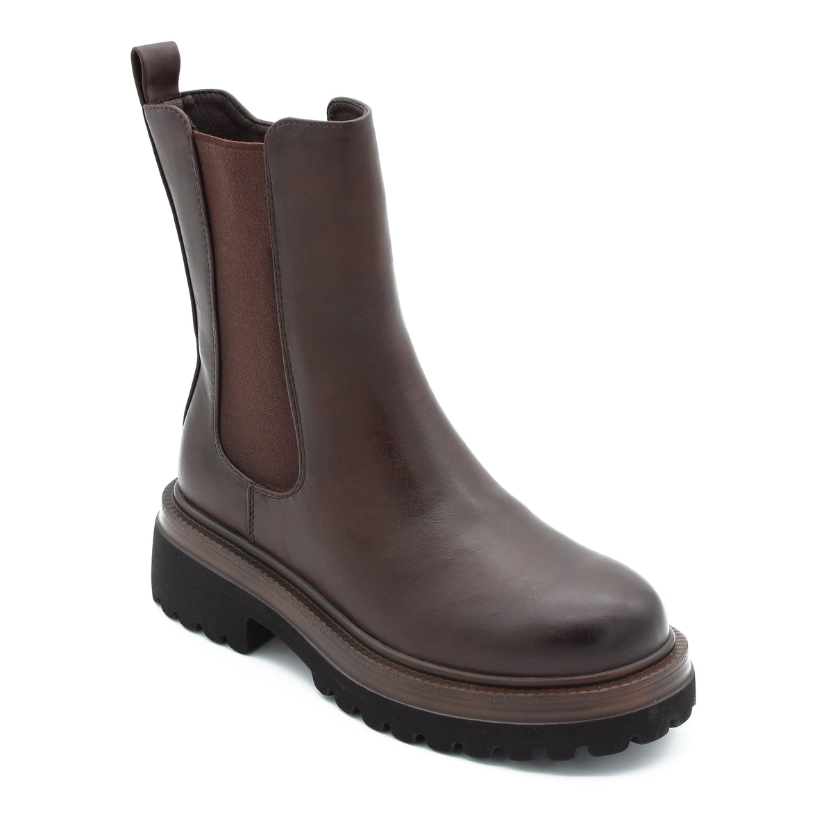 STIVALETTO PLATFORM CON ELASTICO MARRONE 