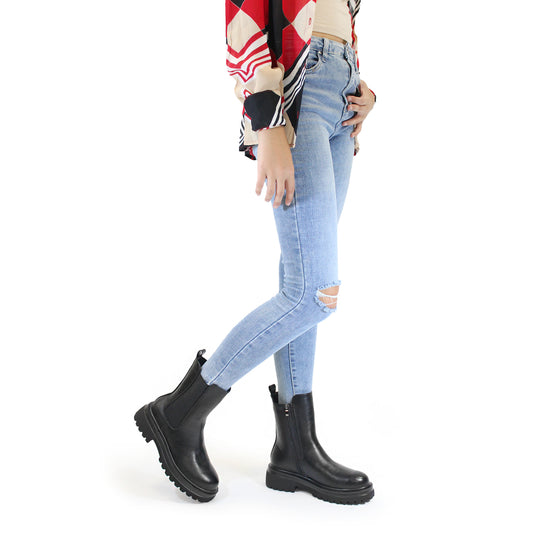 STIVALETTO PLATFORM CON ELASTICO NERO 