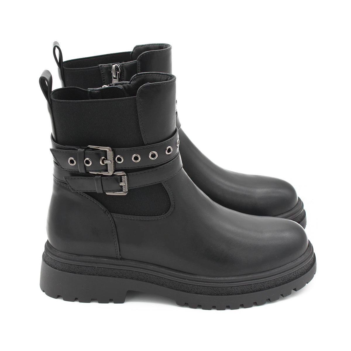 STIVALETTO CON FIBBIE NERO 