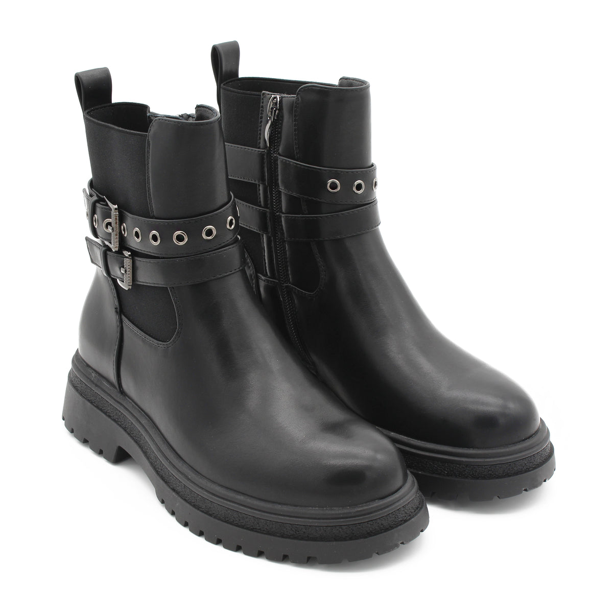 STIVALETTO CON FIBBIE NERO 