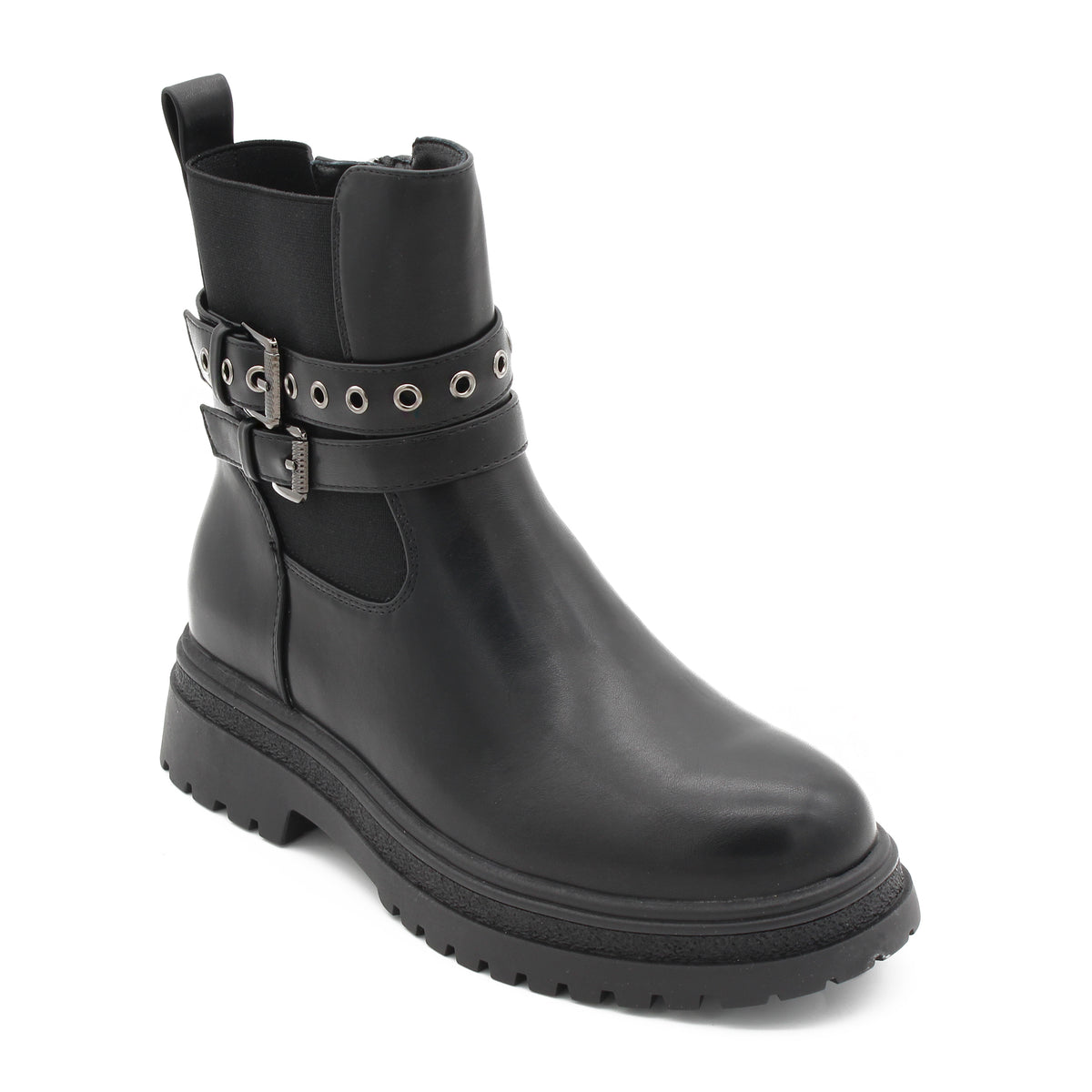 STIVALETTO CON FIBBIE NERO 