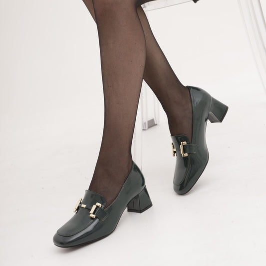 MOCASSINO TACCO MORSETTO GOLD VERDE 