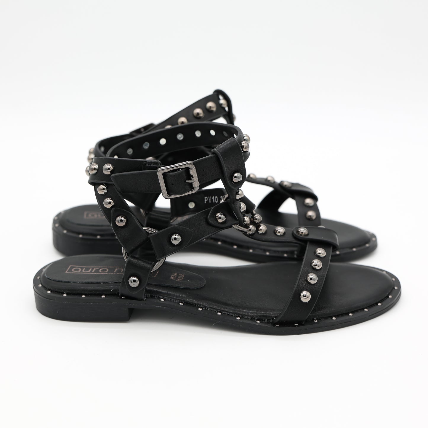 SANDALO FLAT BORCHIE ANELLO NERO