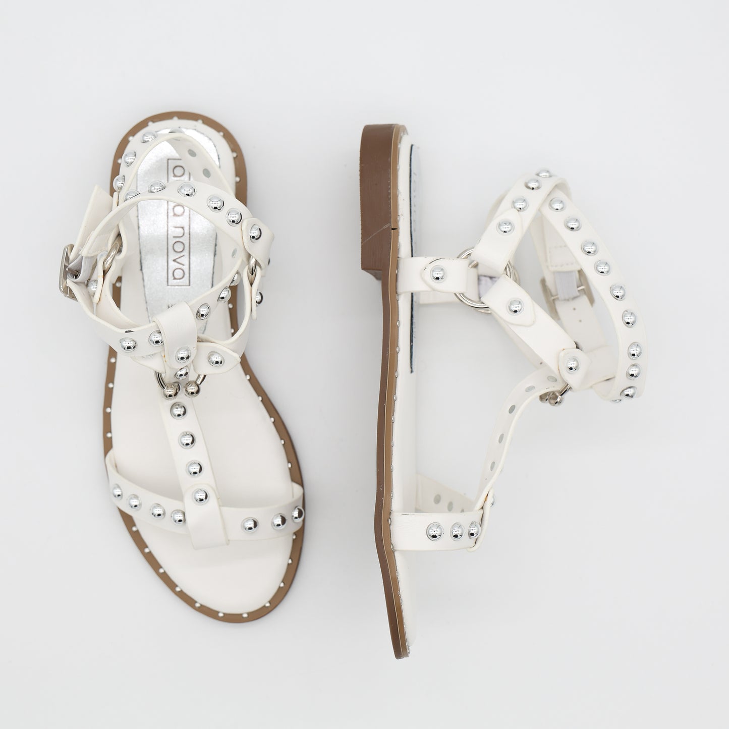 SANDALO FLAT BORCHIE ANELLO BIANCO