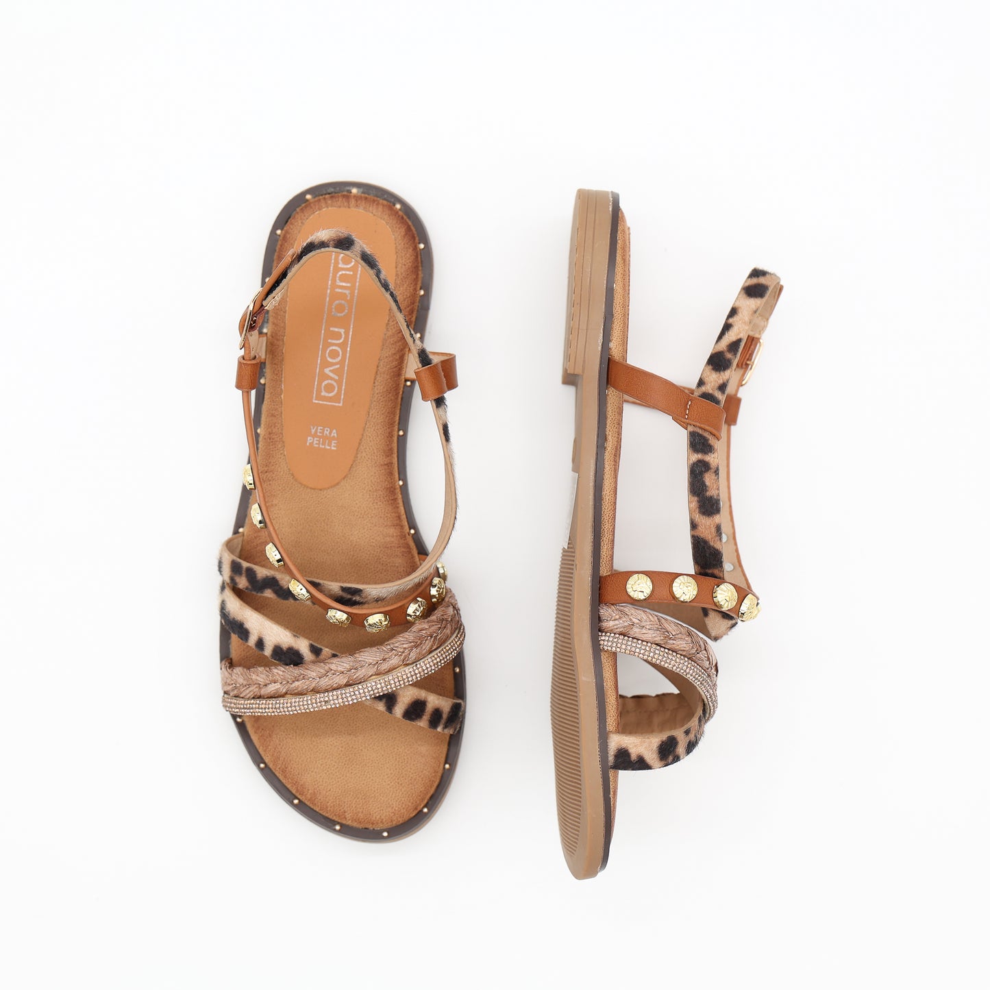 SANDALO FLAT ANIMALIER CAMEL