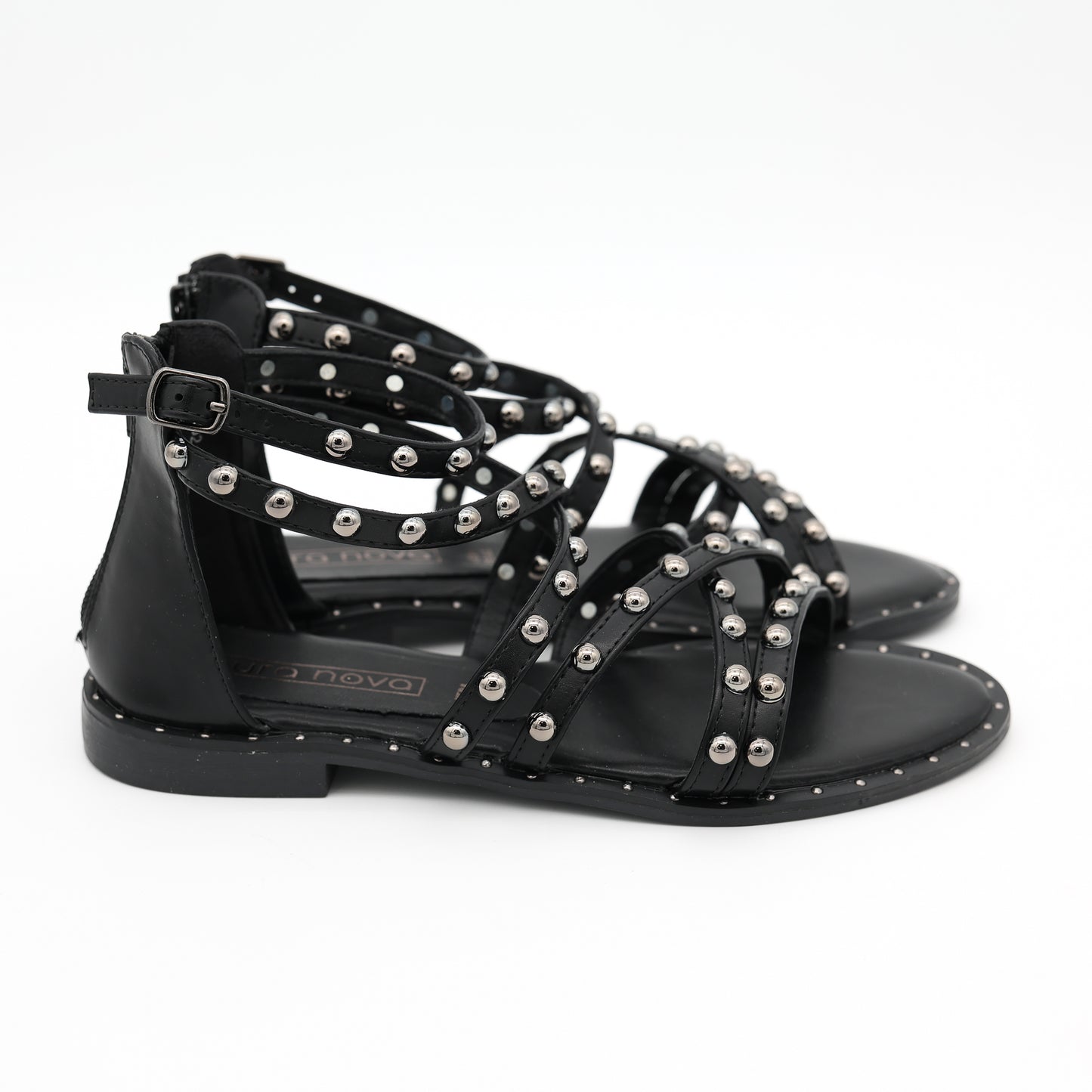 SANDALO FLAT BORCHIE NERO