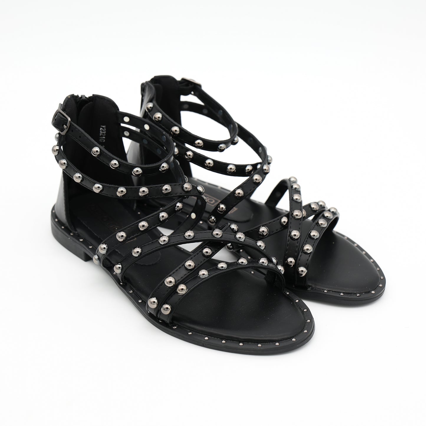 SANDALO FLAT BORCHIE NERO