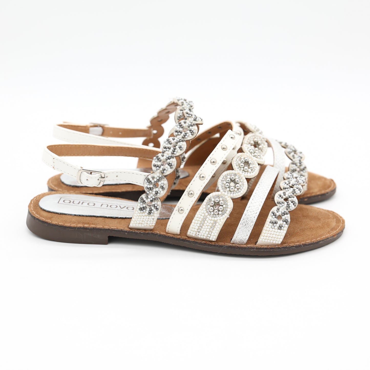 SANDALO FLAT PERLINE BIANCO