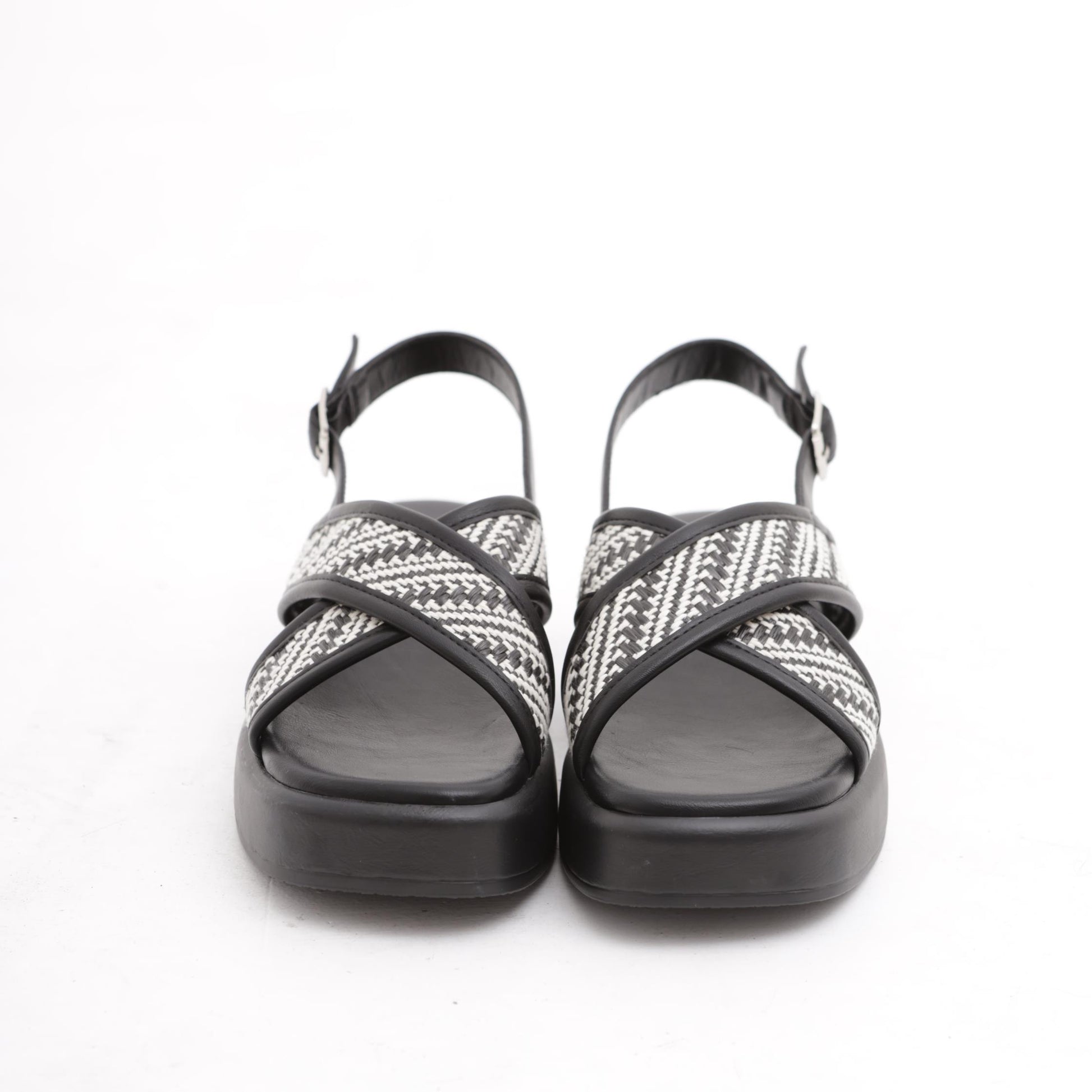 SANDALO FLATFORM INCROCIO NERO 