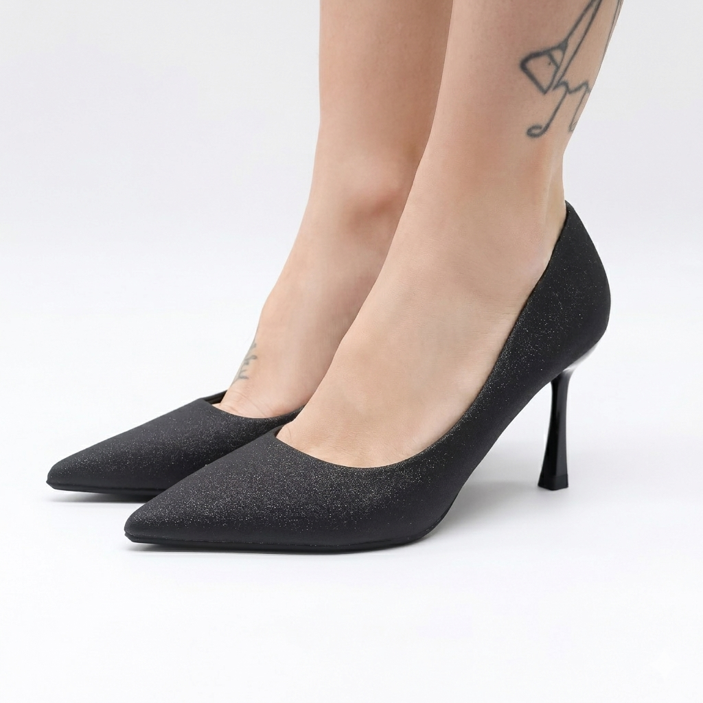 DECOLLETE GLITTER NERO