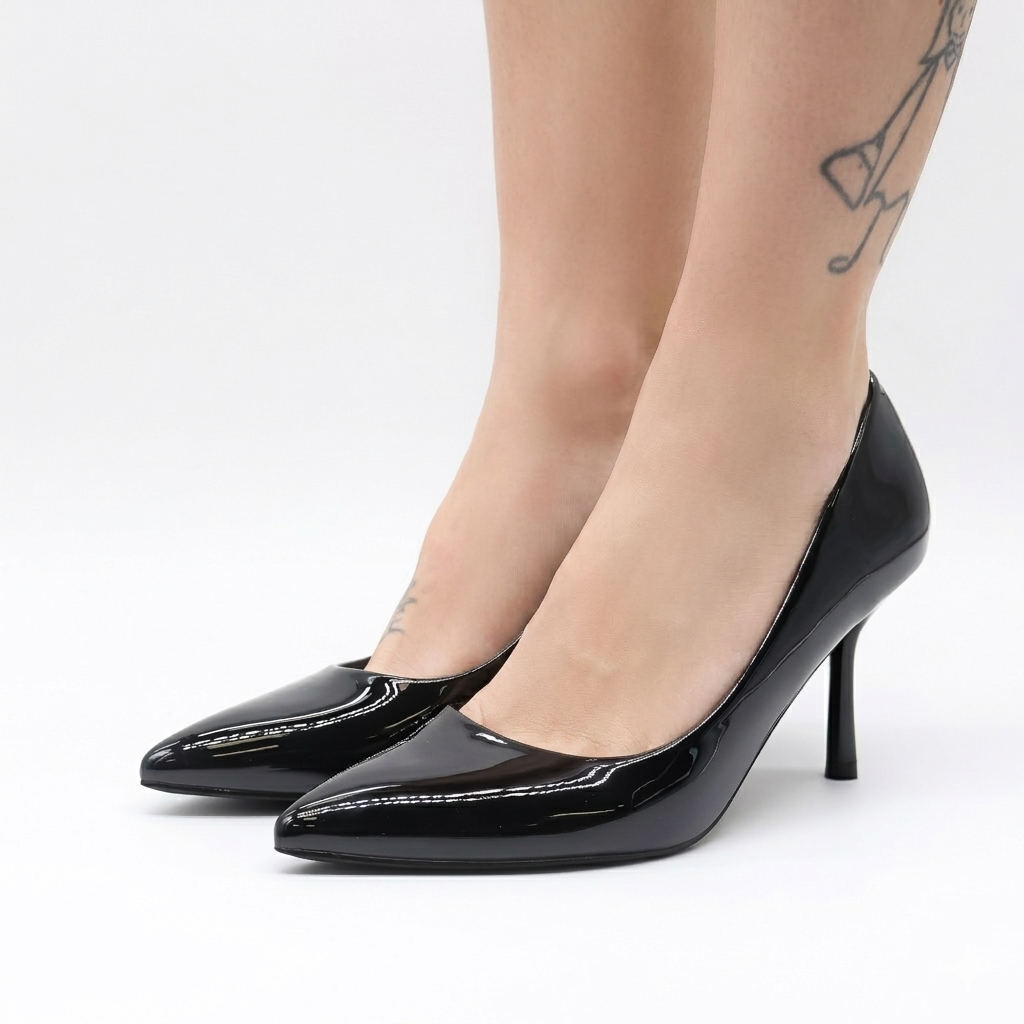 DECOLLETE TACCO VERNICE NERO