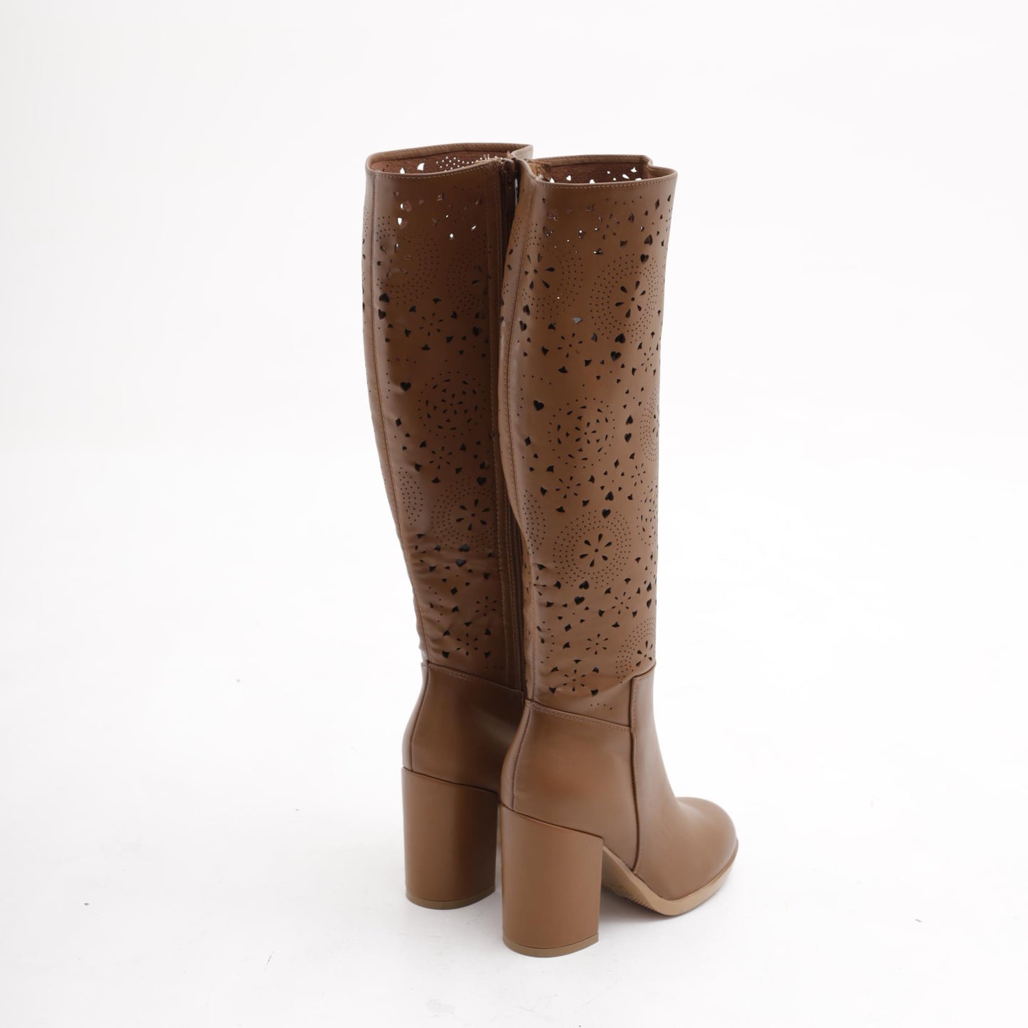 STIVALE TACCO TRAFORATO  CUOIO<BR/> 