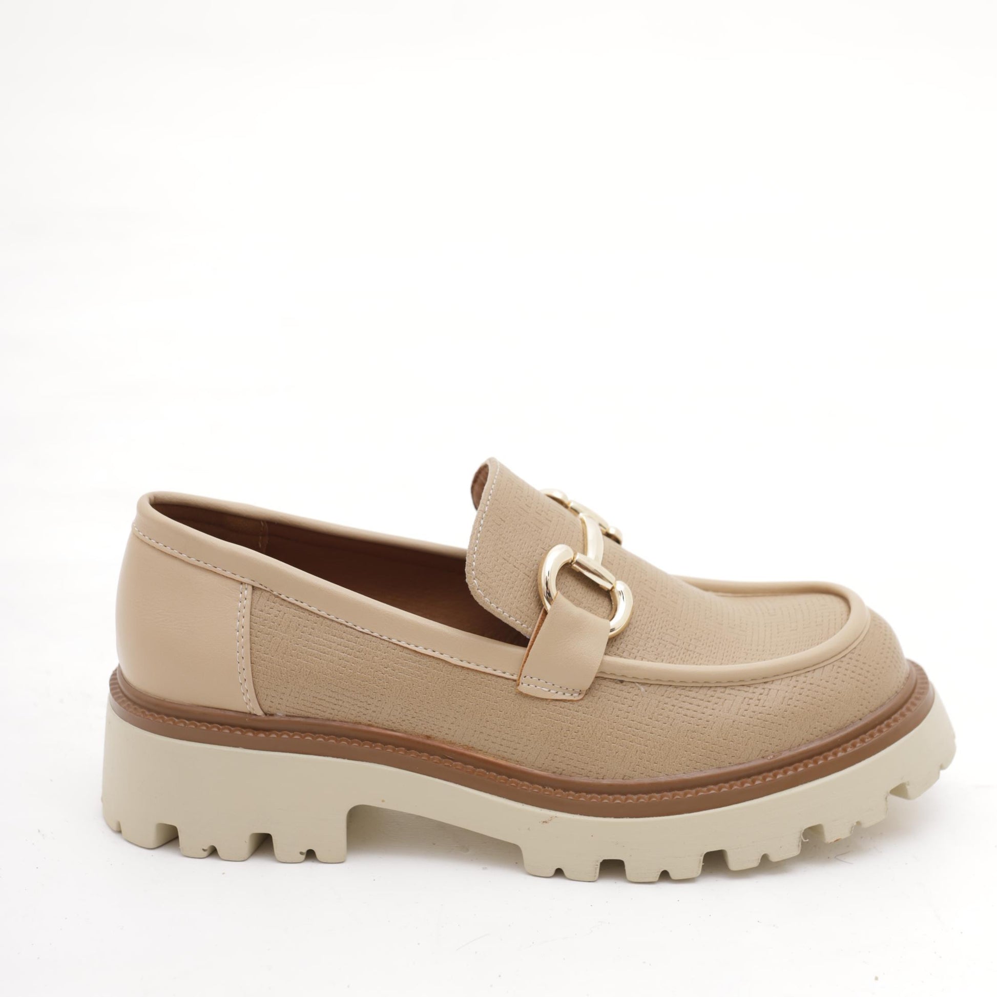 MOCASSINO STAMPATO INTRECCIO BEIGE 