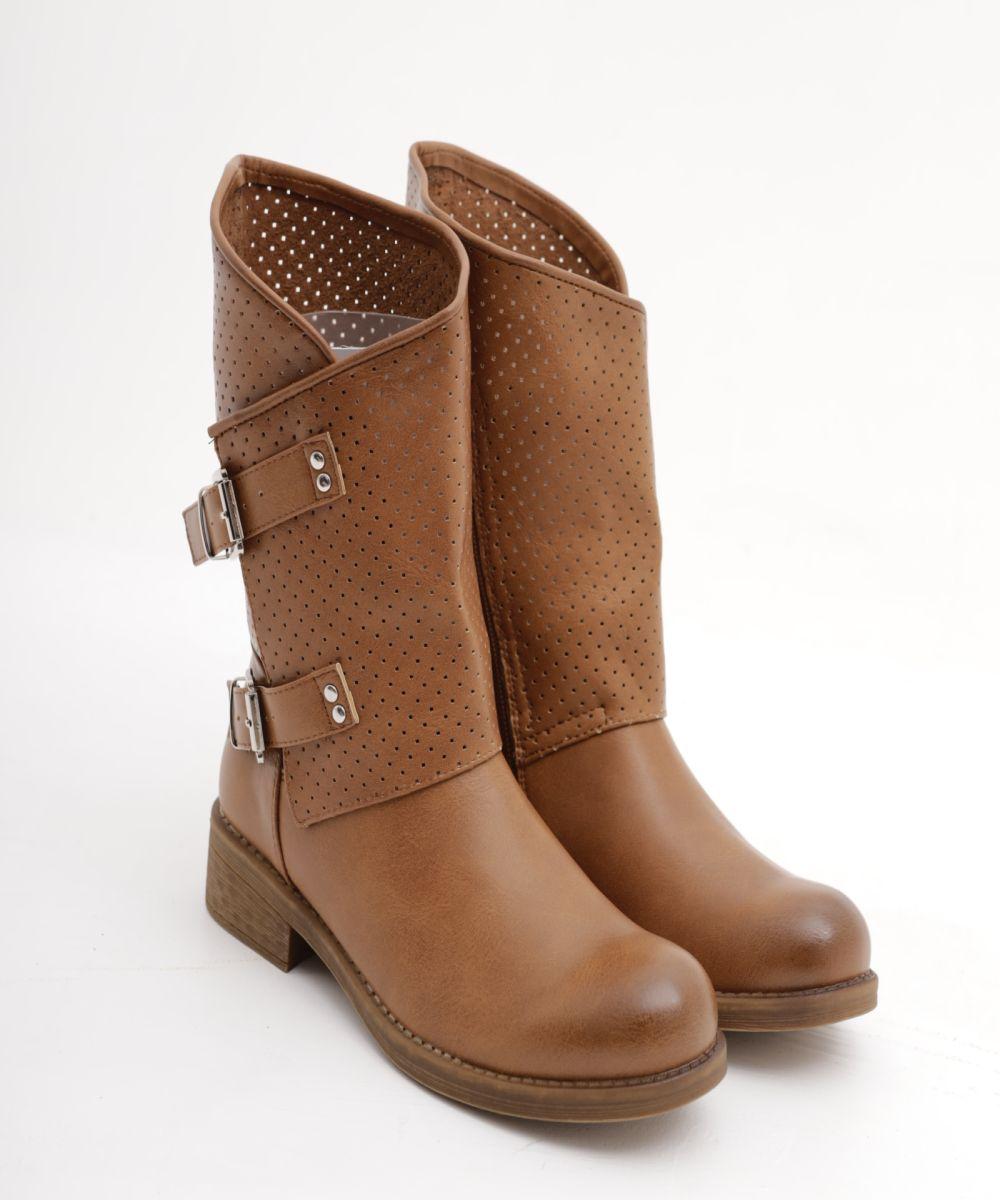STIVALETTO FIBBIE CUOIO 