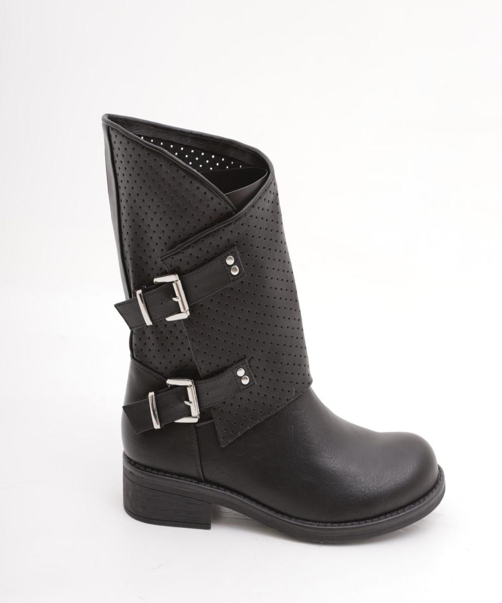 STIVALETTO FIBBIE NERO 
