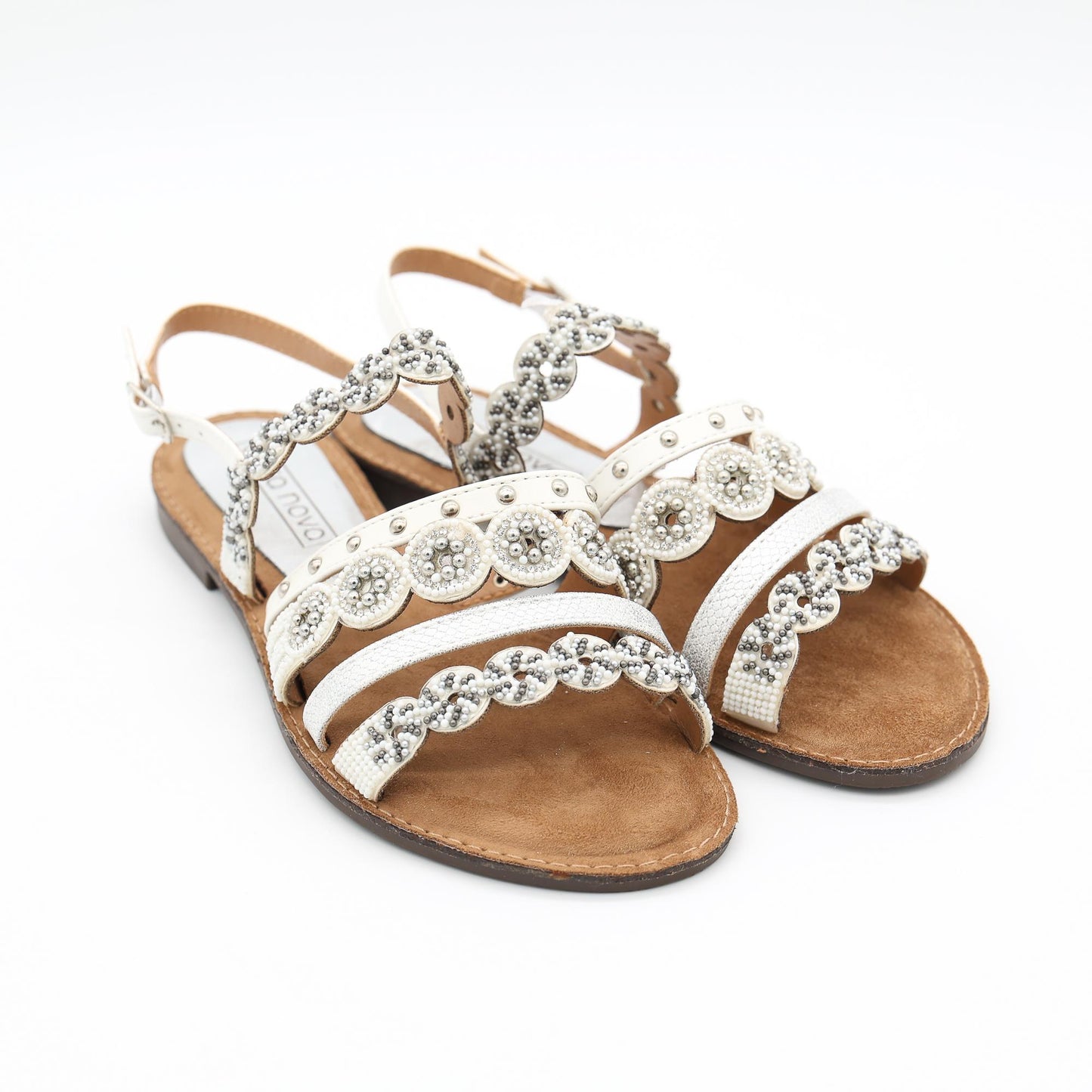 SANDALO FLAT PERLINE BIANCO 