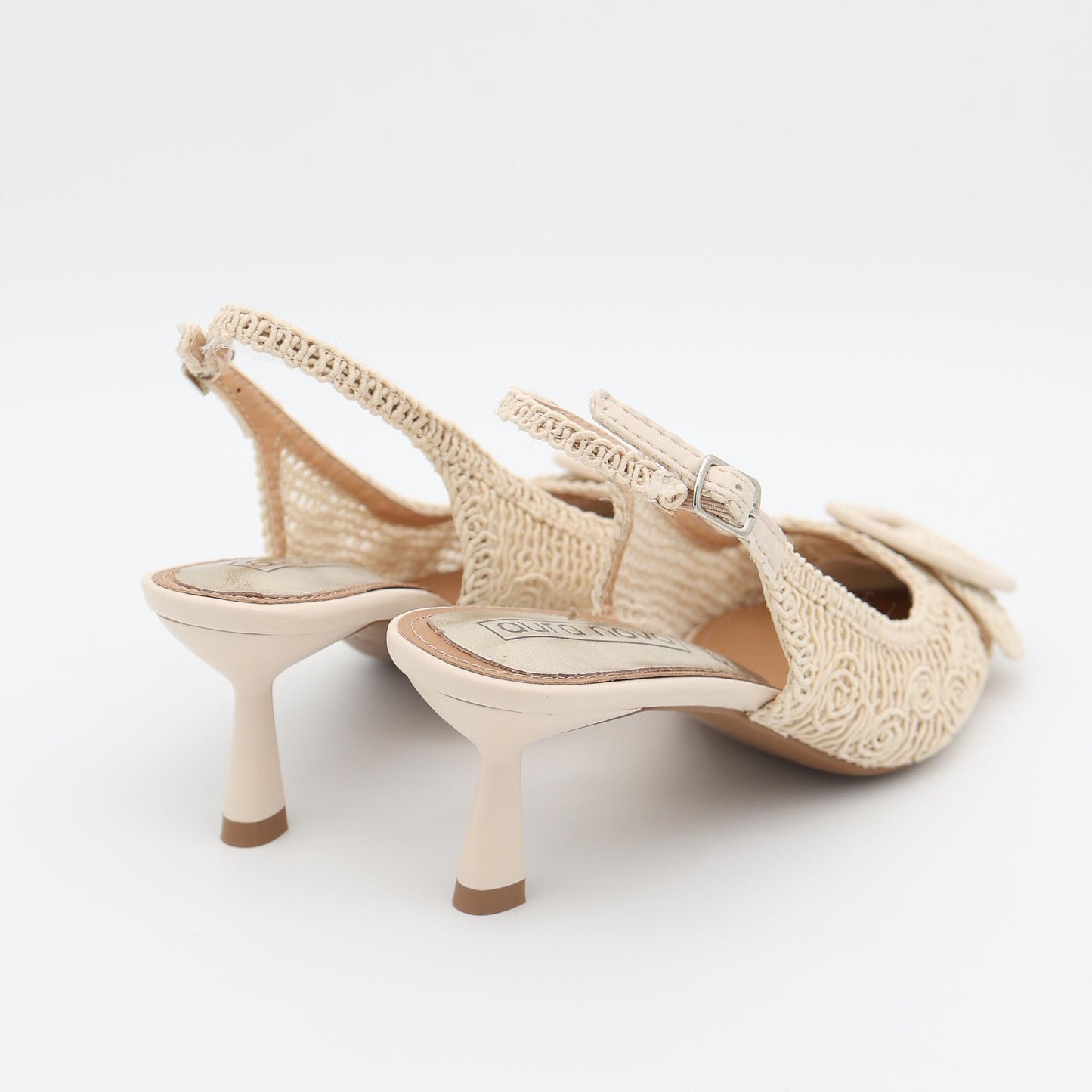 SLINGBACK CROCHET FIBBIA BEIGE 