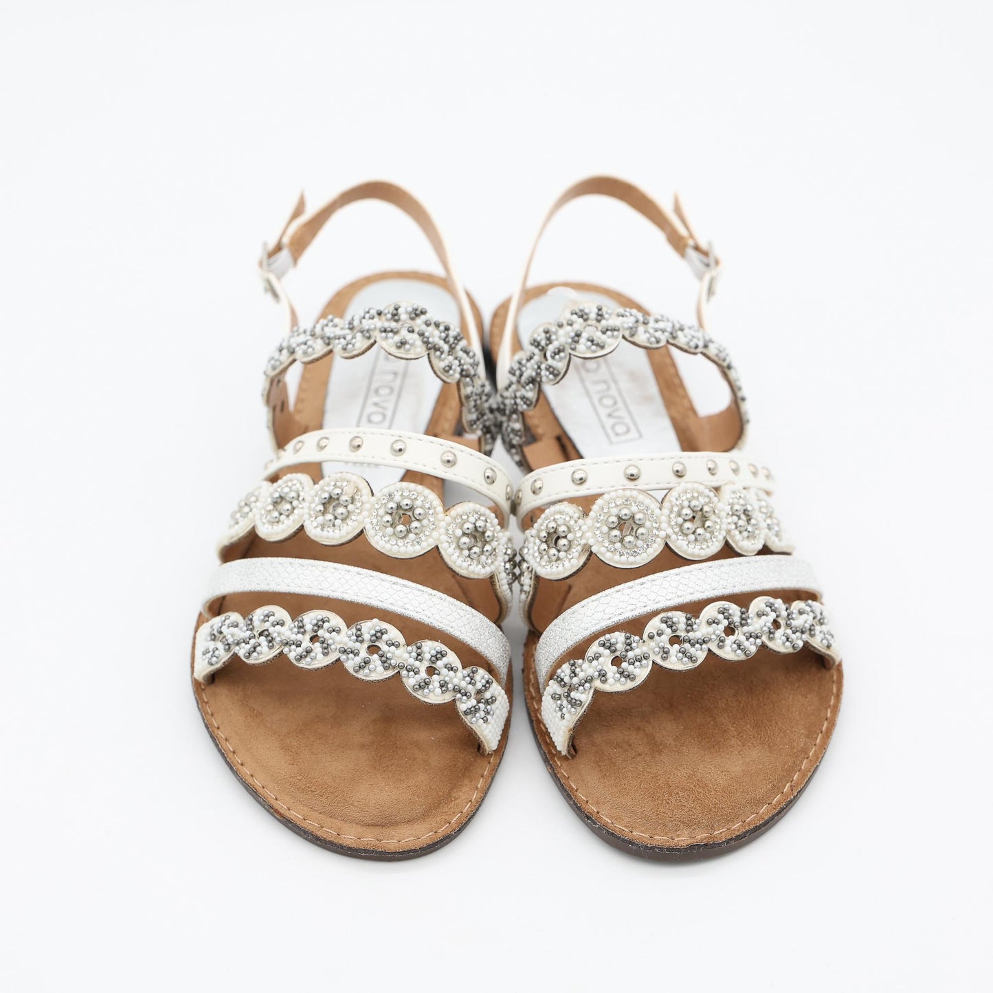 SANDALO FLAT PERLINE BIANCO 