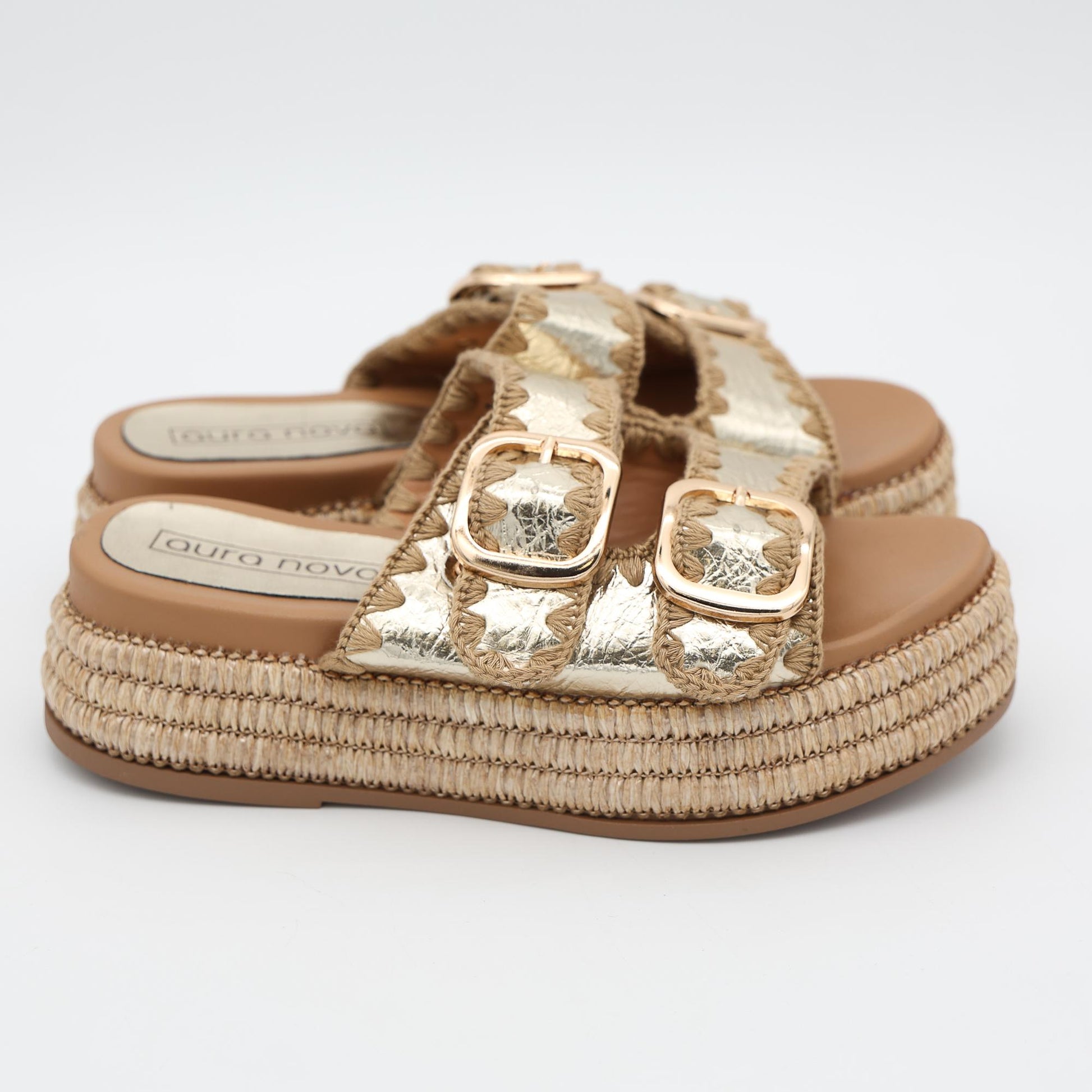 SANDALO FLATFORM CORDA ORO 