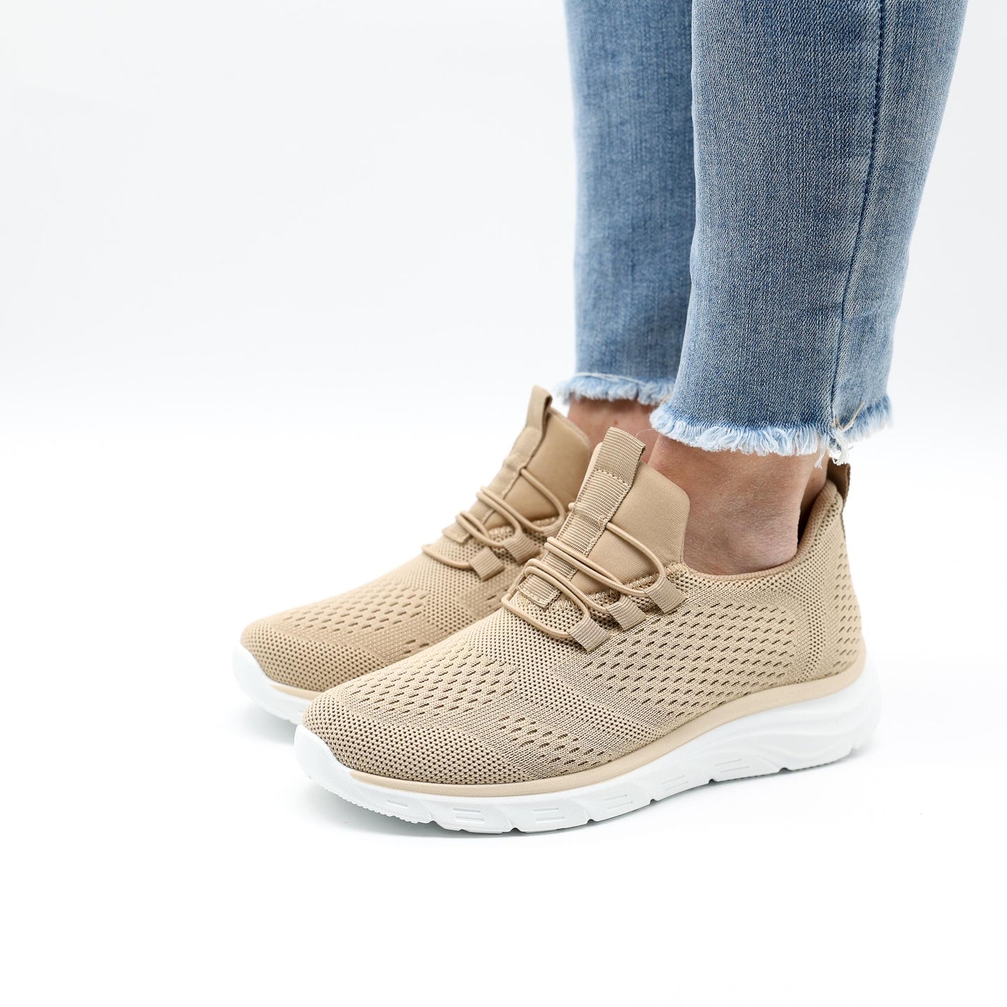 SNEAKERS MESH LACCI BEIGE 