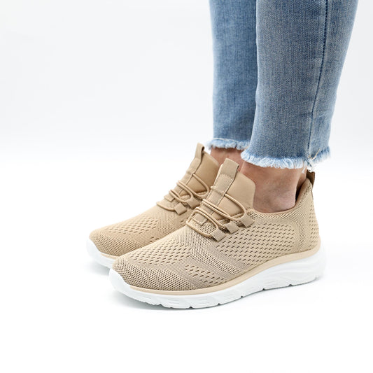 SNEAKERS MESH LACCI BEIGE 