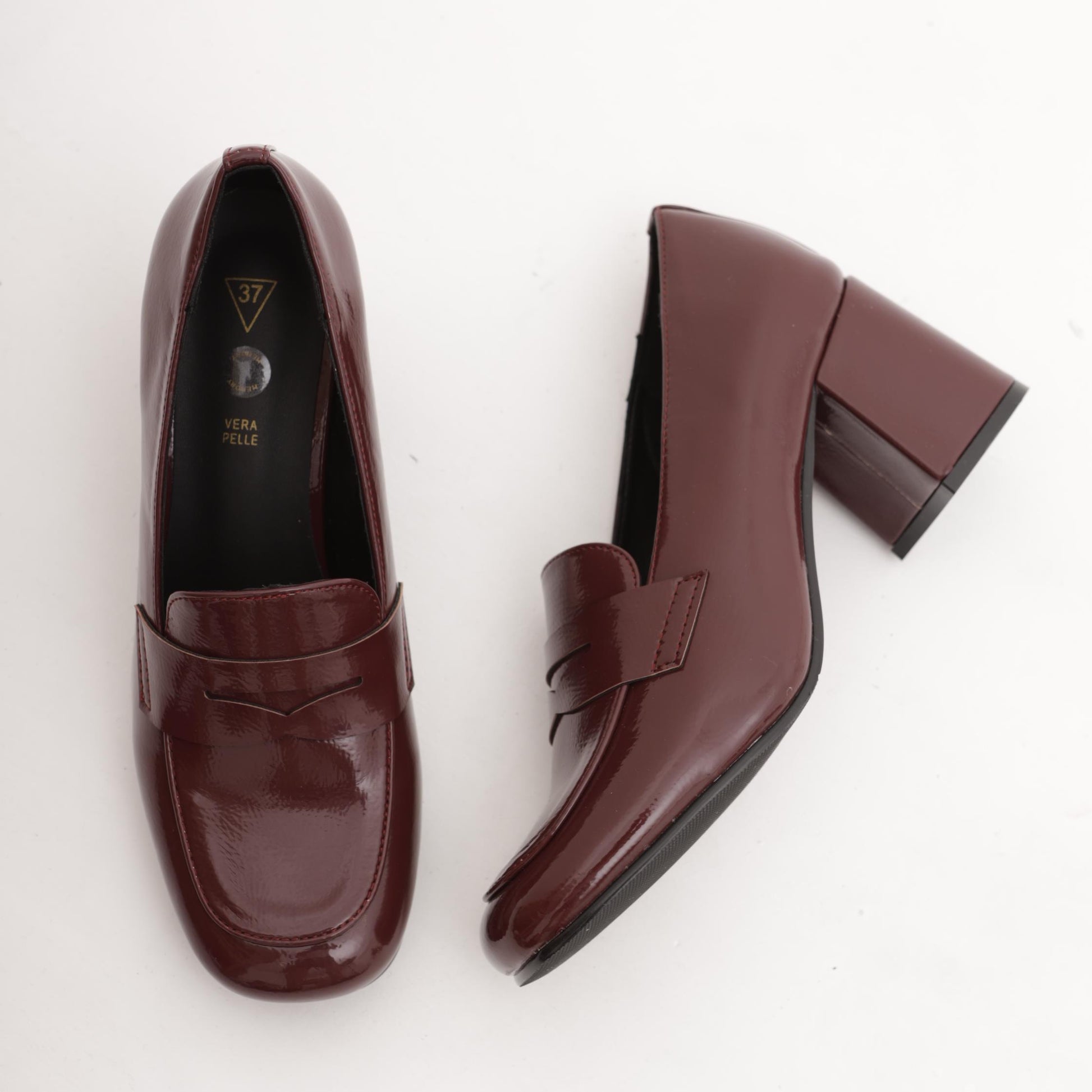 MOCASSINO TACCO LISCIO BORDEAUX 