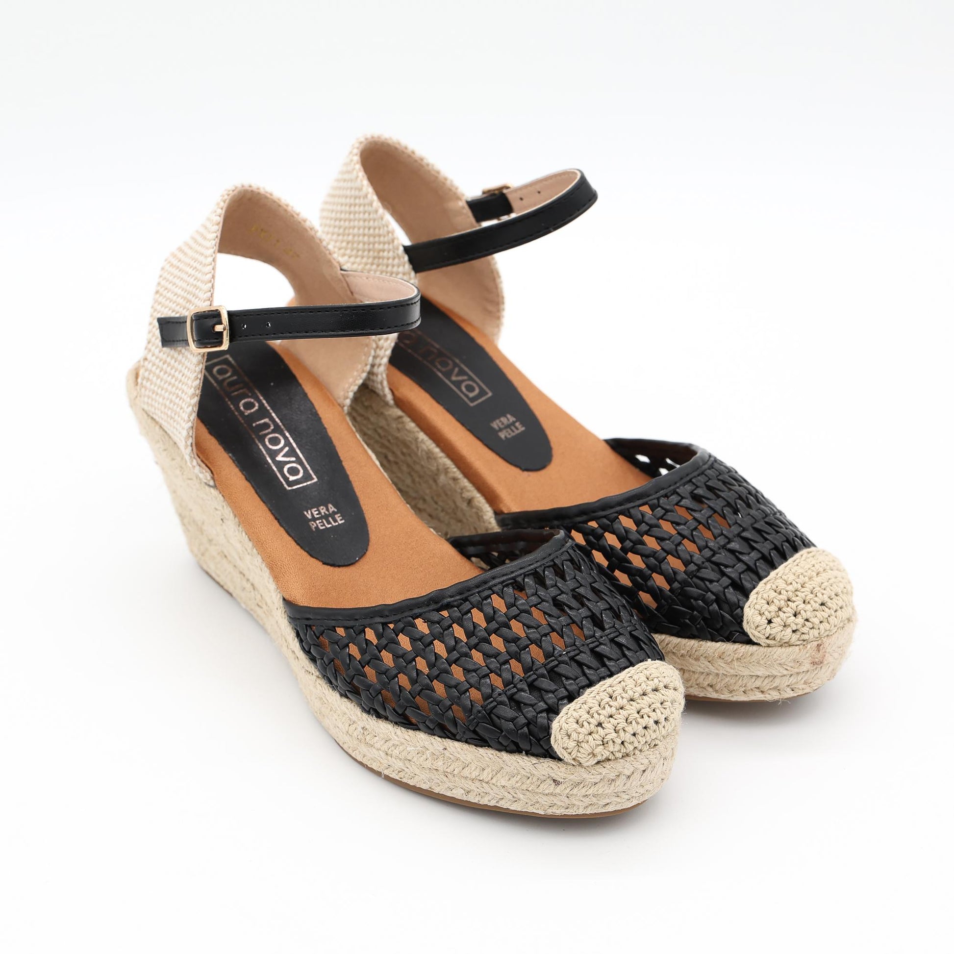 SANDALO CORDA ZEPPA CROCHET NERO 