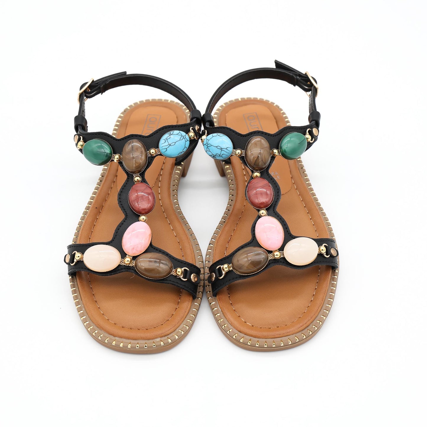 SANDALO FLAT PIETRE NERO 