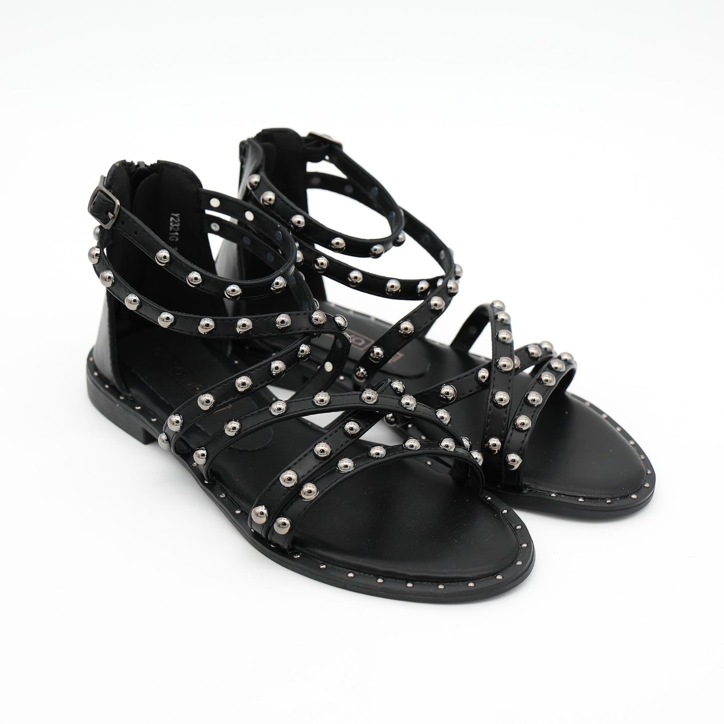 SANDALO FLAT BORCHIE NERO 
